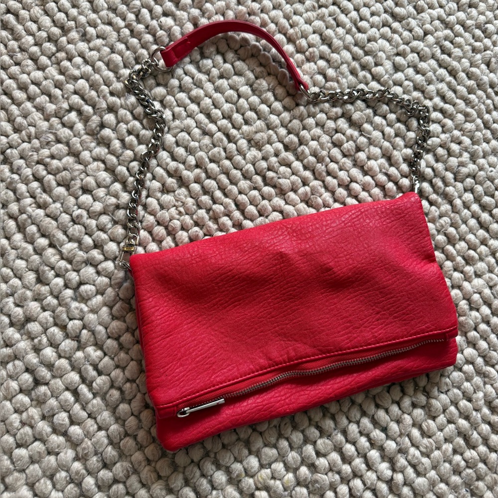 Stylish Red Chain Clutch. Express.
